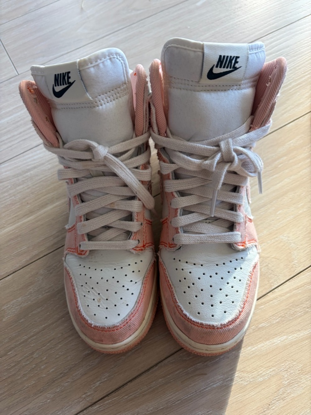 Nike Dunks in White and Light Pink